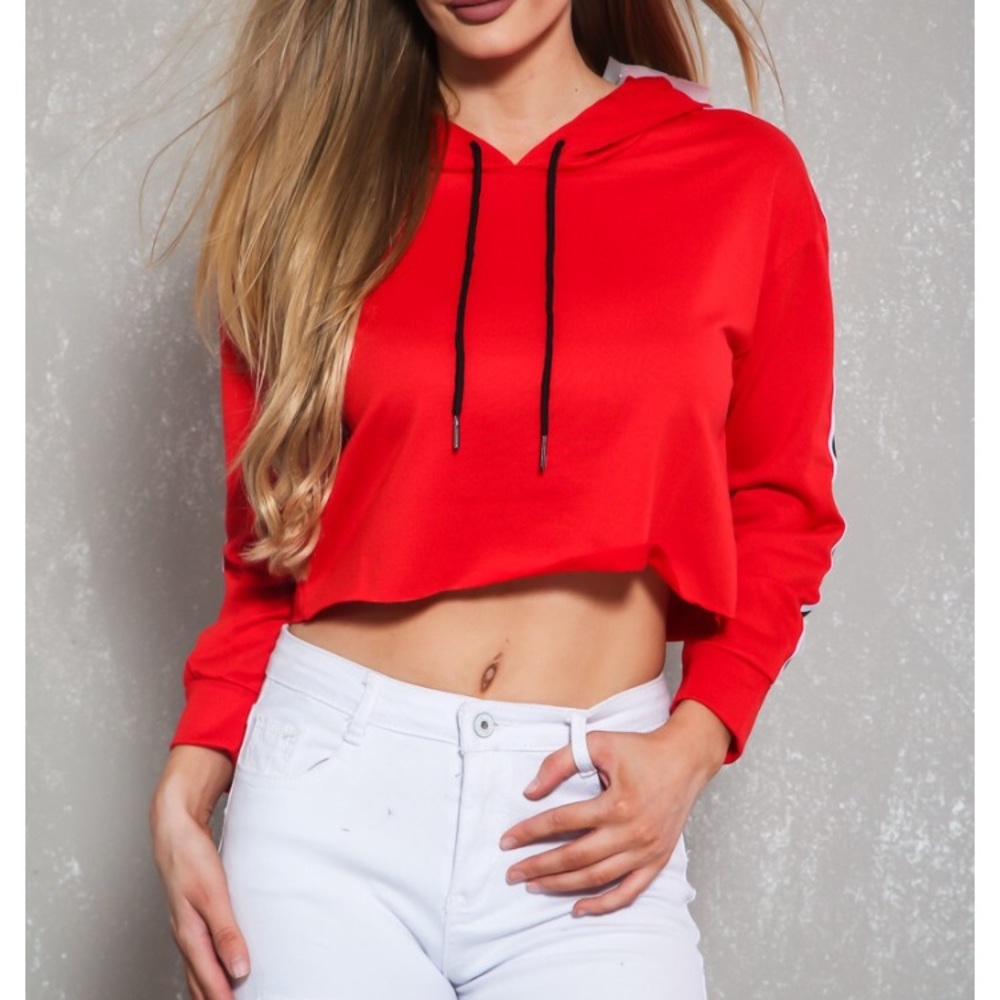 Red crop top hoodie